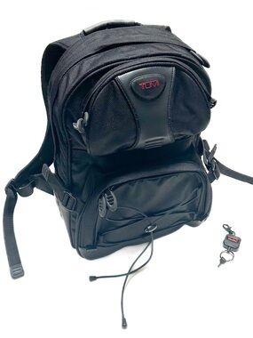 TUMI Thompson Backpack XL Black Leather Ballistic Nylon Laptop Sleeve Rucksack